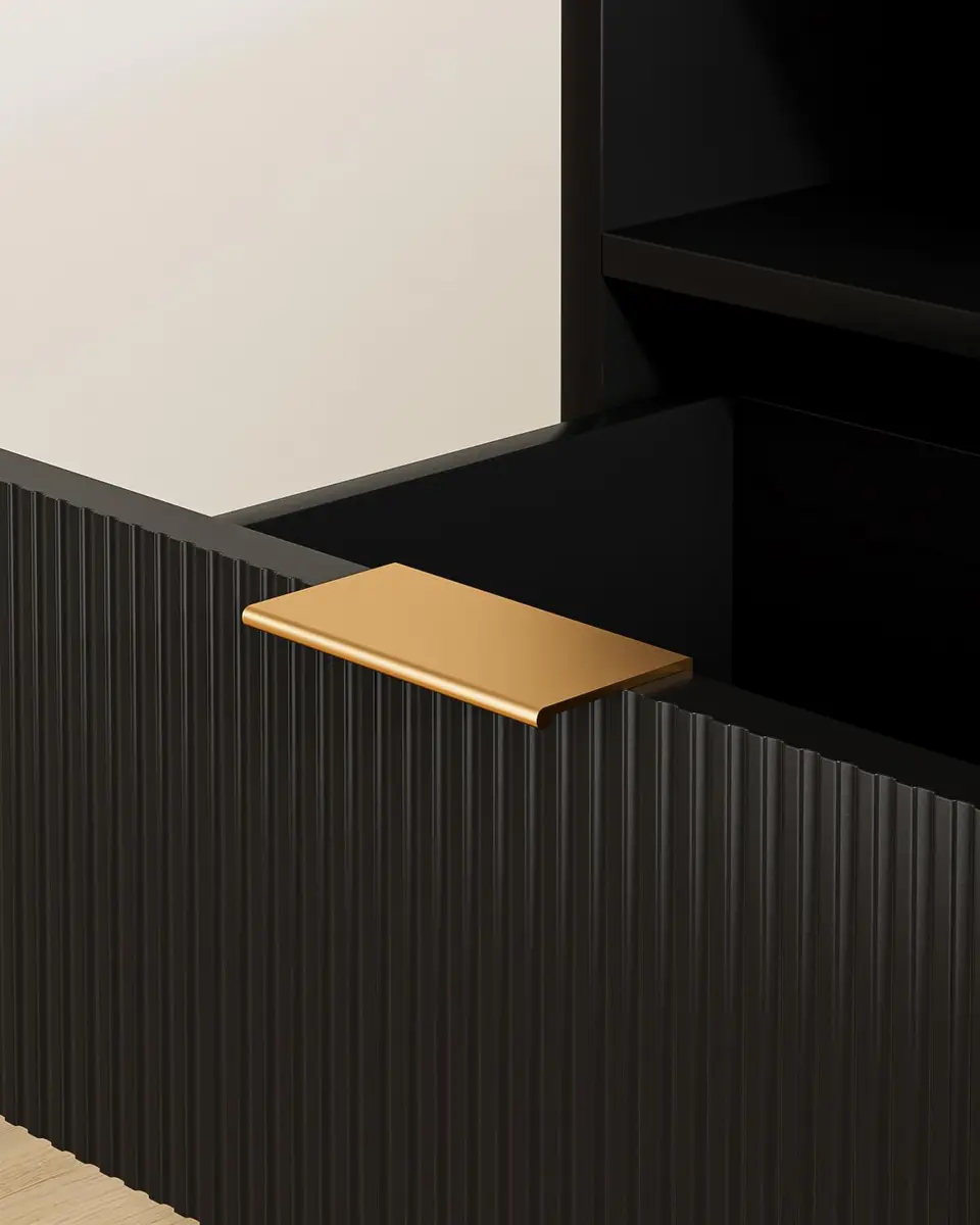 Masupu Nightstand with Charging Station | Modern Bedside Table with Storage Drawer & Wood Shelf (Black) - view 7
