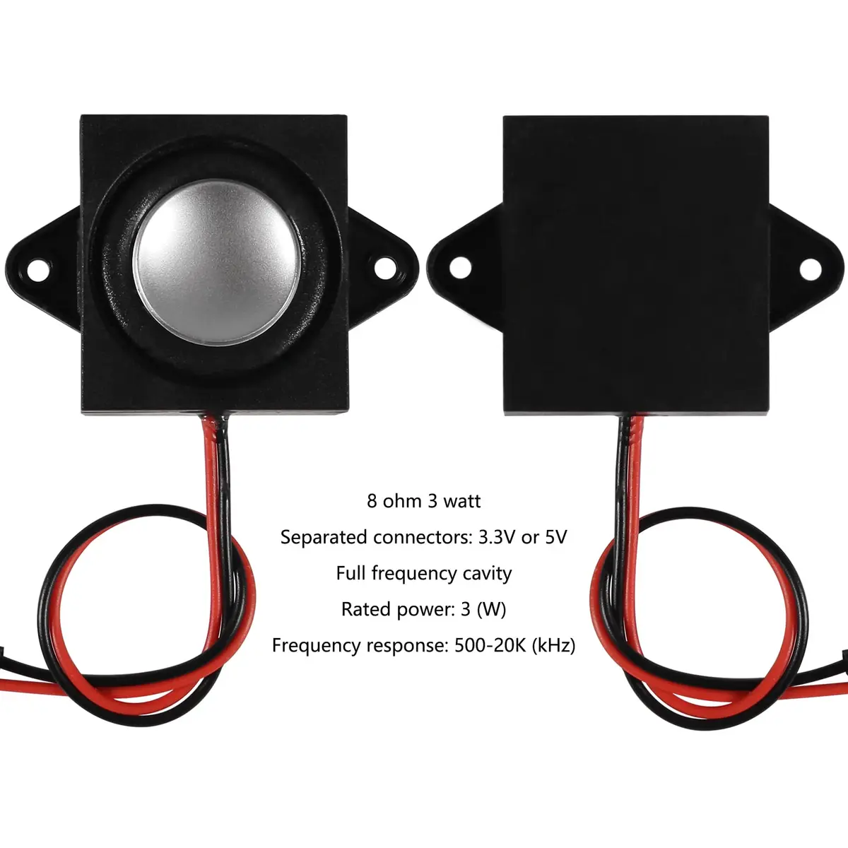 DWEII 4PCS 3 Watt 8 Ohm Mini Speakers | 31mm x 28mm x 15mm, 3.3V/5V Selectable Interface - view 2