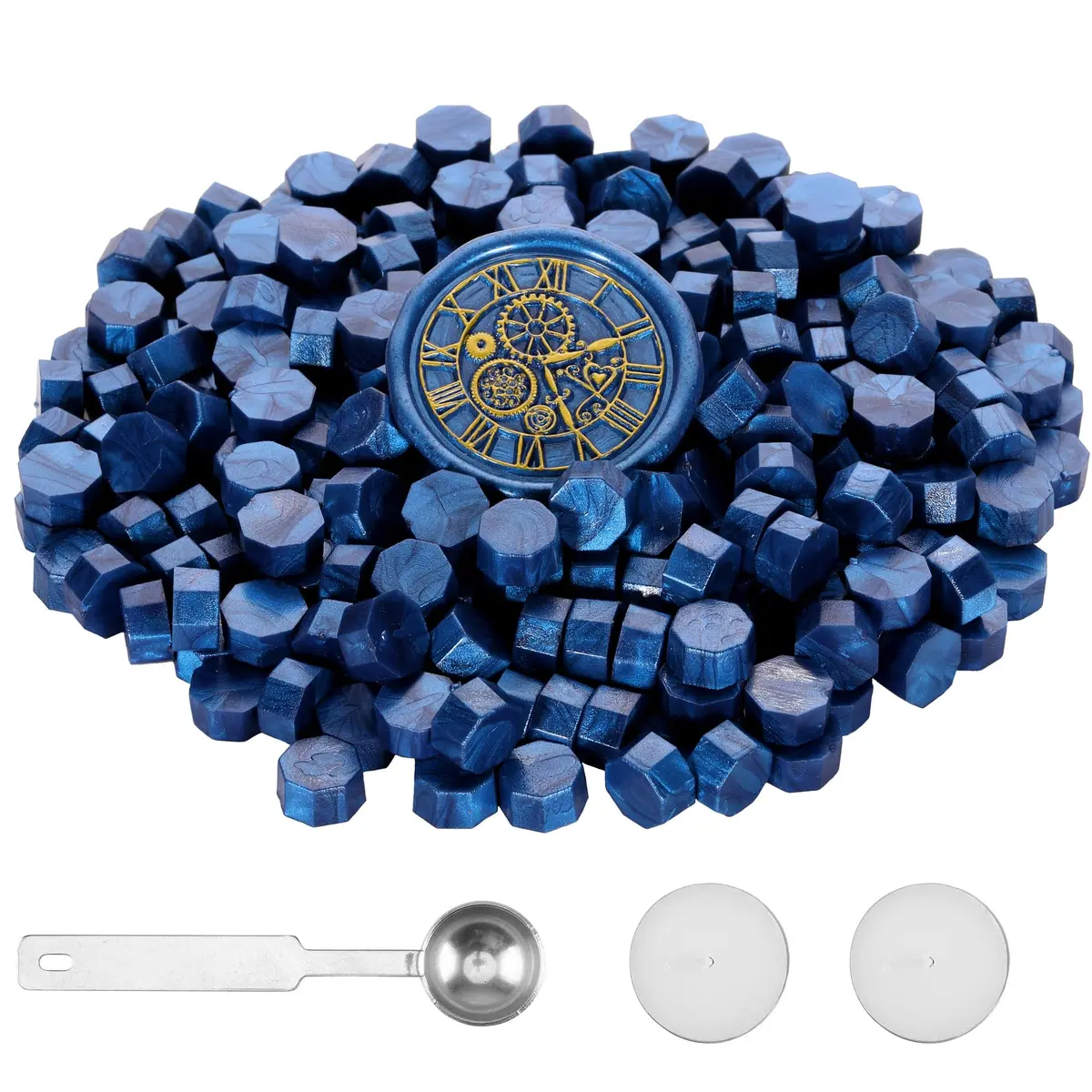 Yoption Sealing Wax Beads Kit 300 pcs Bright Blue | Vintage Octagon Wax Seal Supplies - view 4
