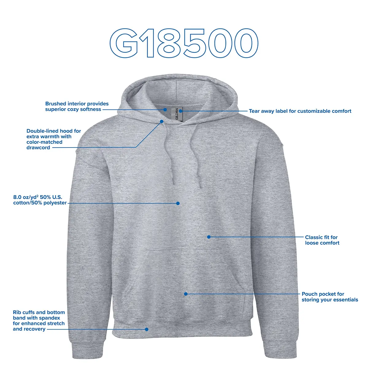 Gildan Fleece Hoodie Sweatshirt Small | Classic Comfort & Durability - view 5