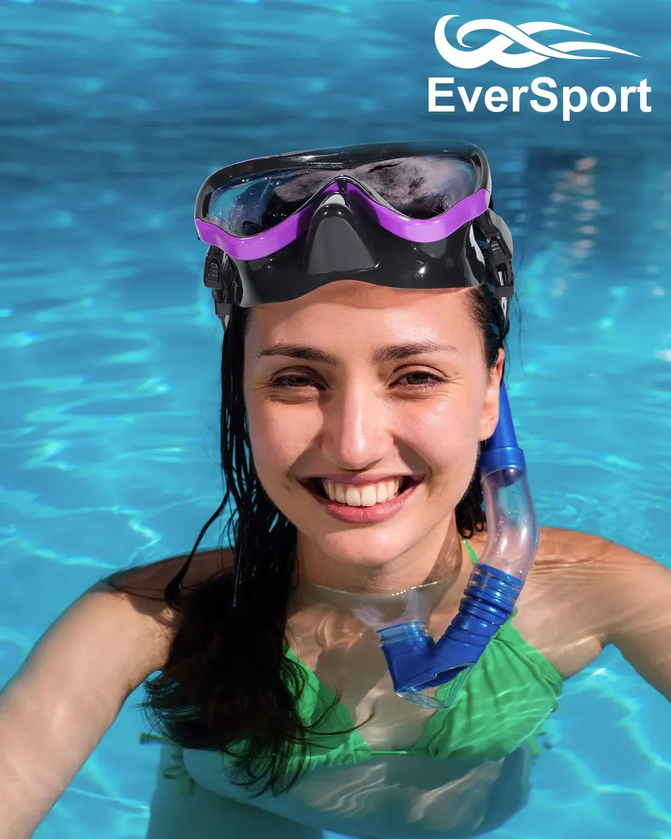 EverSport Adult Swimming Goggles with Nose Cover | Anti-Fog Wide View Mask for Water Sports - view 6