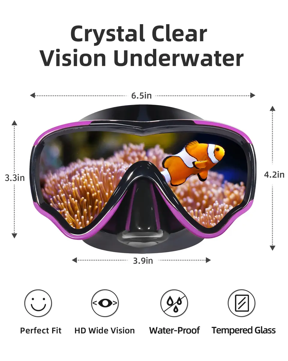 EverSport Adult Swimming Goggles with Nose Cover | Anti-Fog Wide View Mask for Water Sports - view 7
