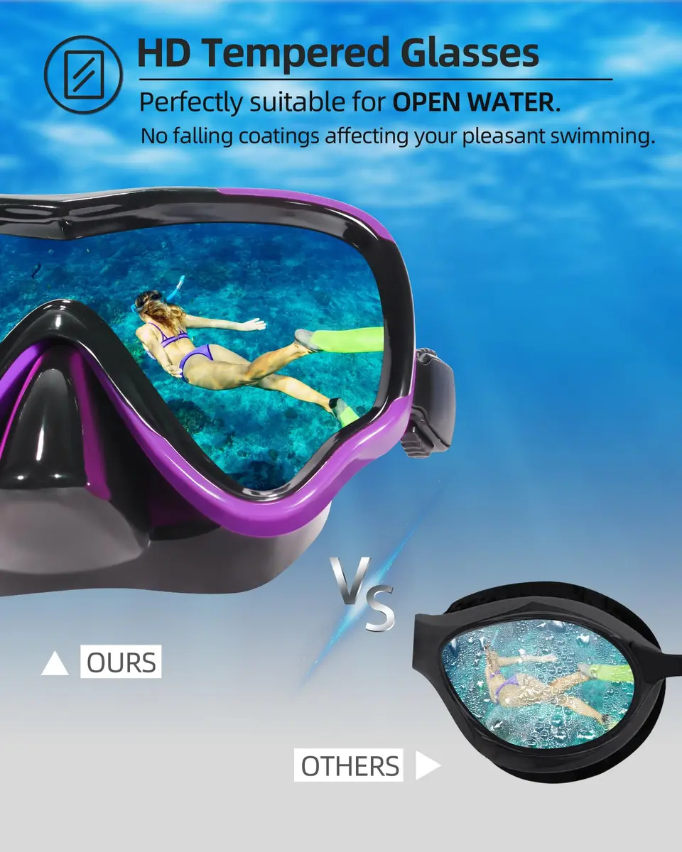 EverSport Adult Swimming Goggles with Nose Cover | Anti-Fog Wide View Mask for Water Sports - view 4