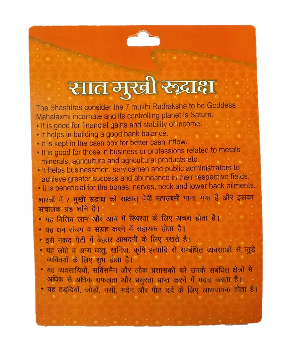 BHAKTI SHRINGAR 7 Mukhi Rudraksha Pendant with Silver Capping | Lab Certified for Men & Women - view 2