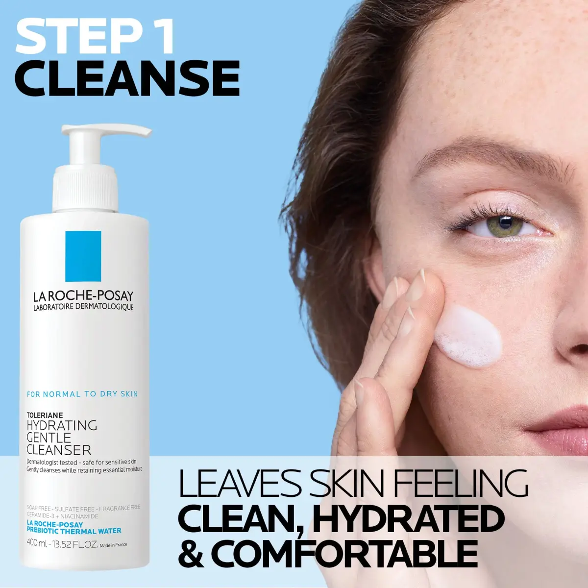 La Roche-Posay Toleriane Gentle Skin Care Set, Hydrating Cleanser & Double Repair Moisturizer | 200ml (7.44 Fl Oz) - view 2