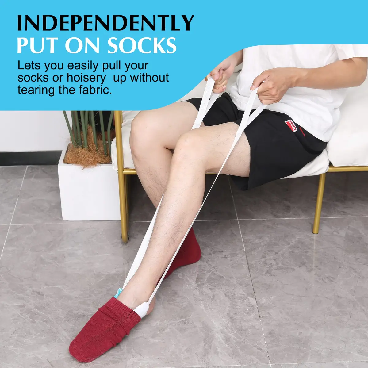 CAidRE Sock Aid Device with Terrycloth Grip for Easy On/Off - Dark Blue | 24.5 cm (9.6 inches) Length - view 5