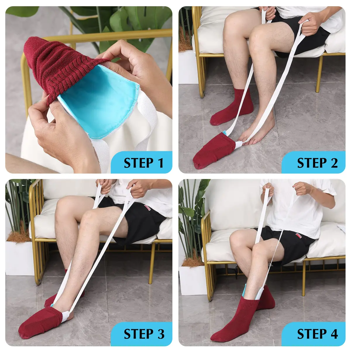 CAidRE Sock Aid Device with Terrycloth Grip for Easy On/Off - Dark Blue | 24.5 cm (9.6 inches) Length - view 6