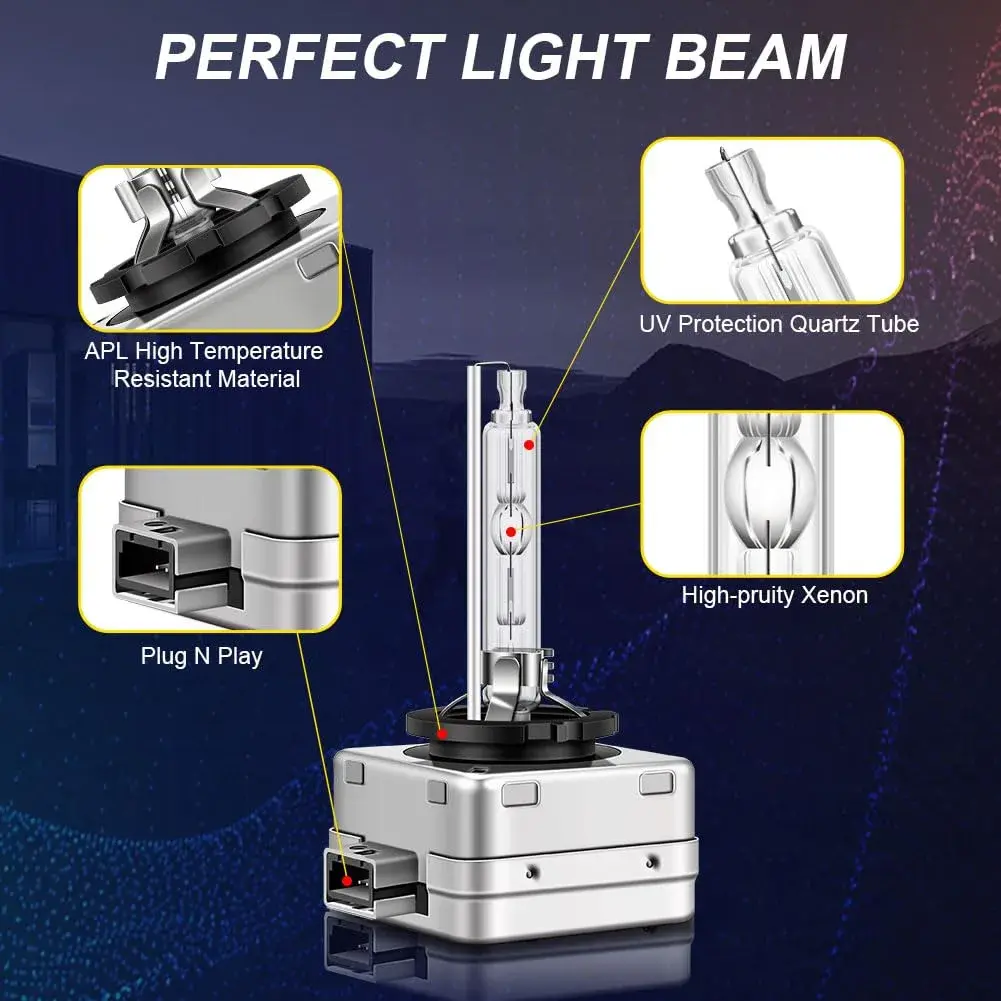 Erato D1S Xenon Headlight Bulbs 6000K Diamond White (2-Pack) | High Brightness 3200 Lumens - view 5