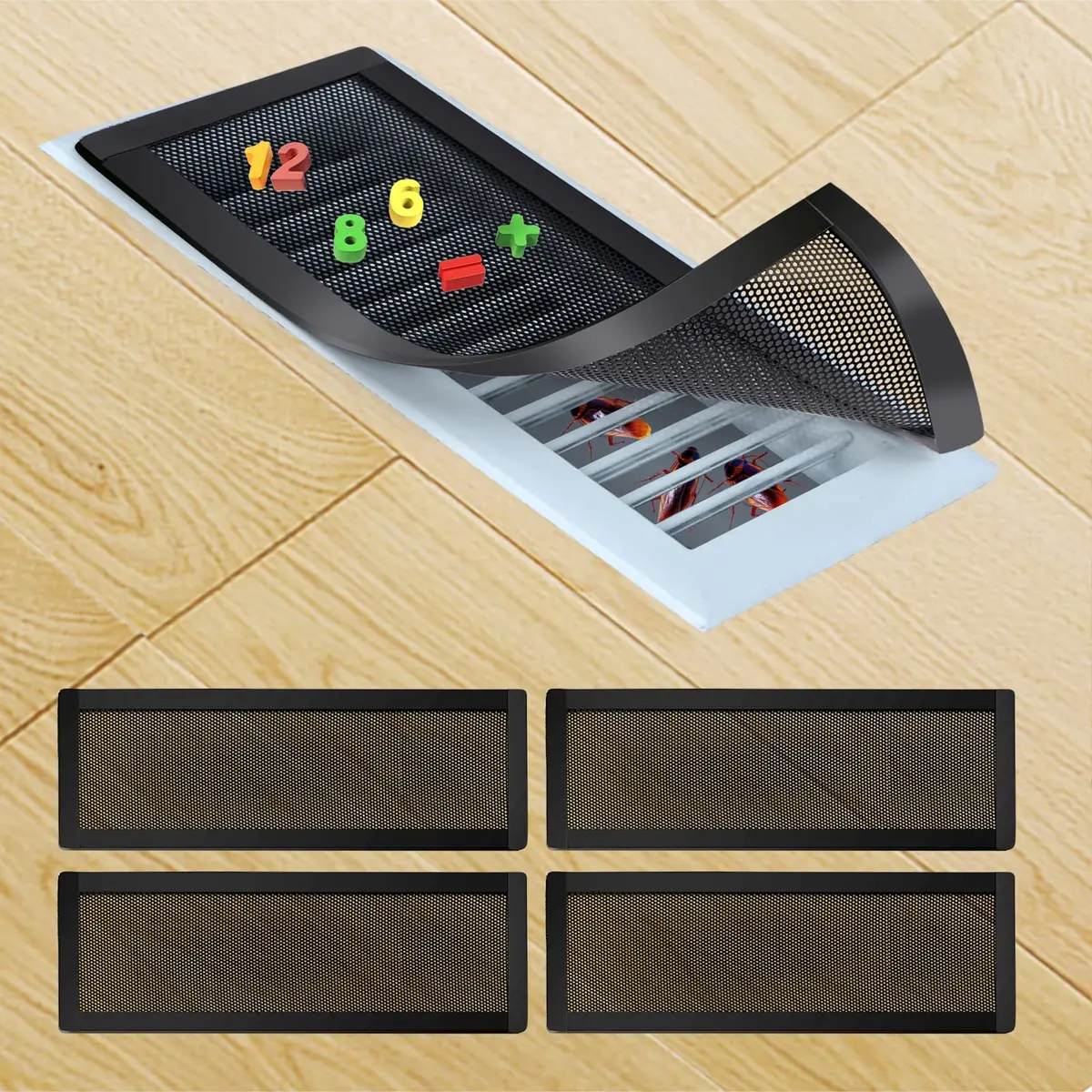Semola Magnetic Floor Register Vent Covers 4x12 Inch | Mesh Air Vent Filter with Magnetic PVC Frame - main product image