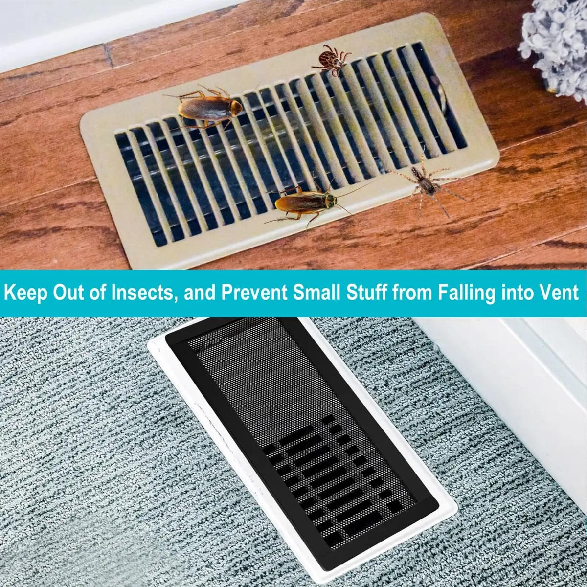Semola Magnetic Floor Register Vent Covers 6x10 Inch | Mesh Air Vent Filter with Magnetic PVC Frame - view 6