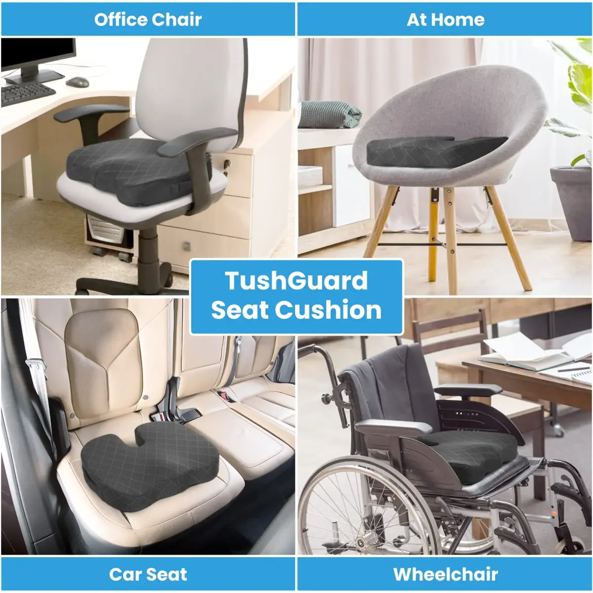 TushGuard Memory Foam Seat Cushion X-Large Grey | Ergonomic U-Shape for Sciatica & Hip Pain Relief - view 5