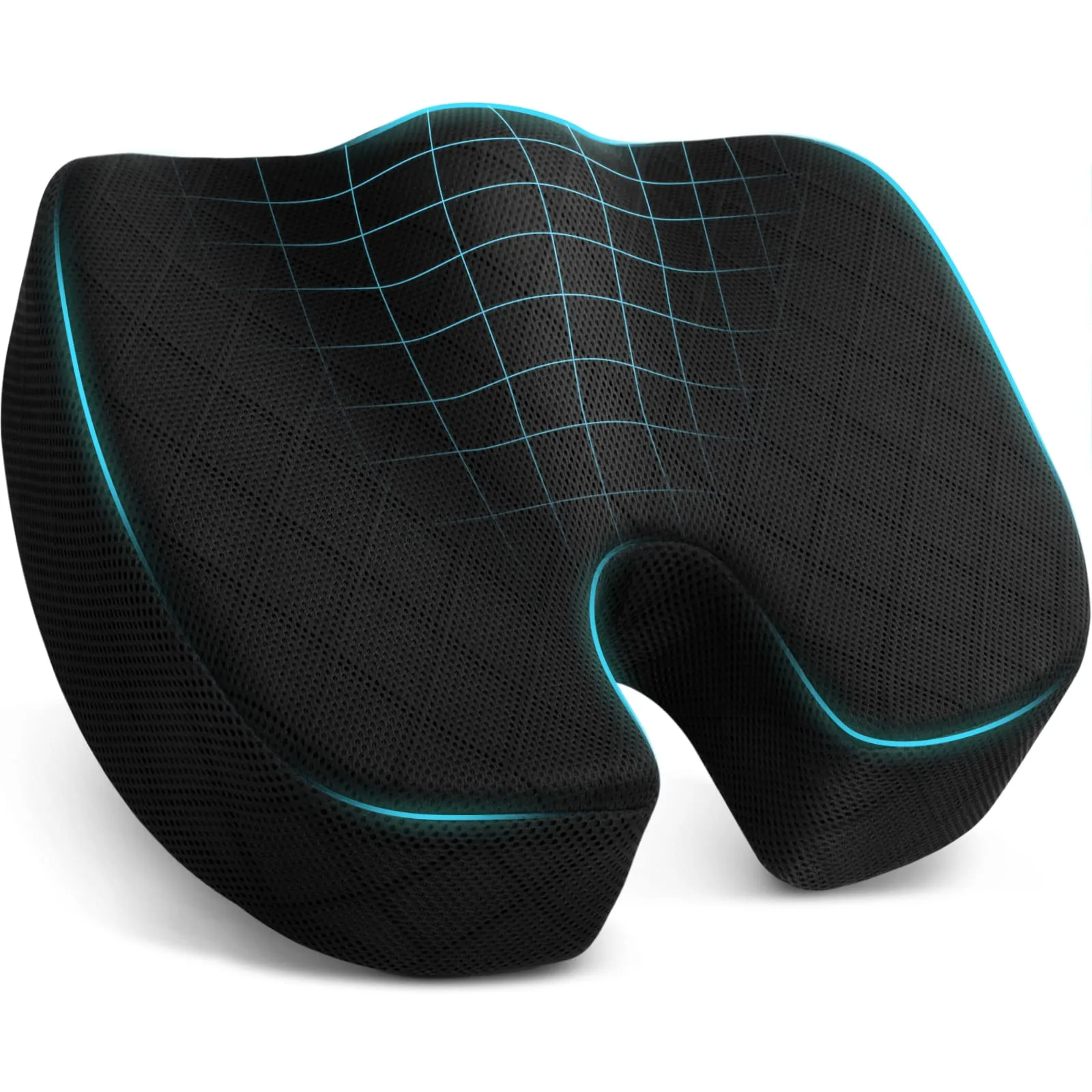 TushGuard Black X-Large Seat Cushion for Office Chairs | Ergonomic Memory Foam Pad - main product image