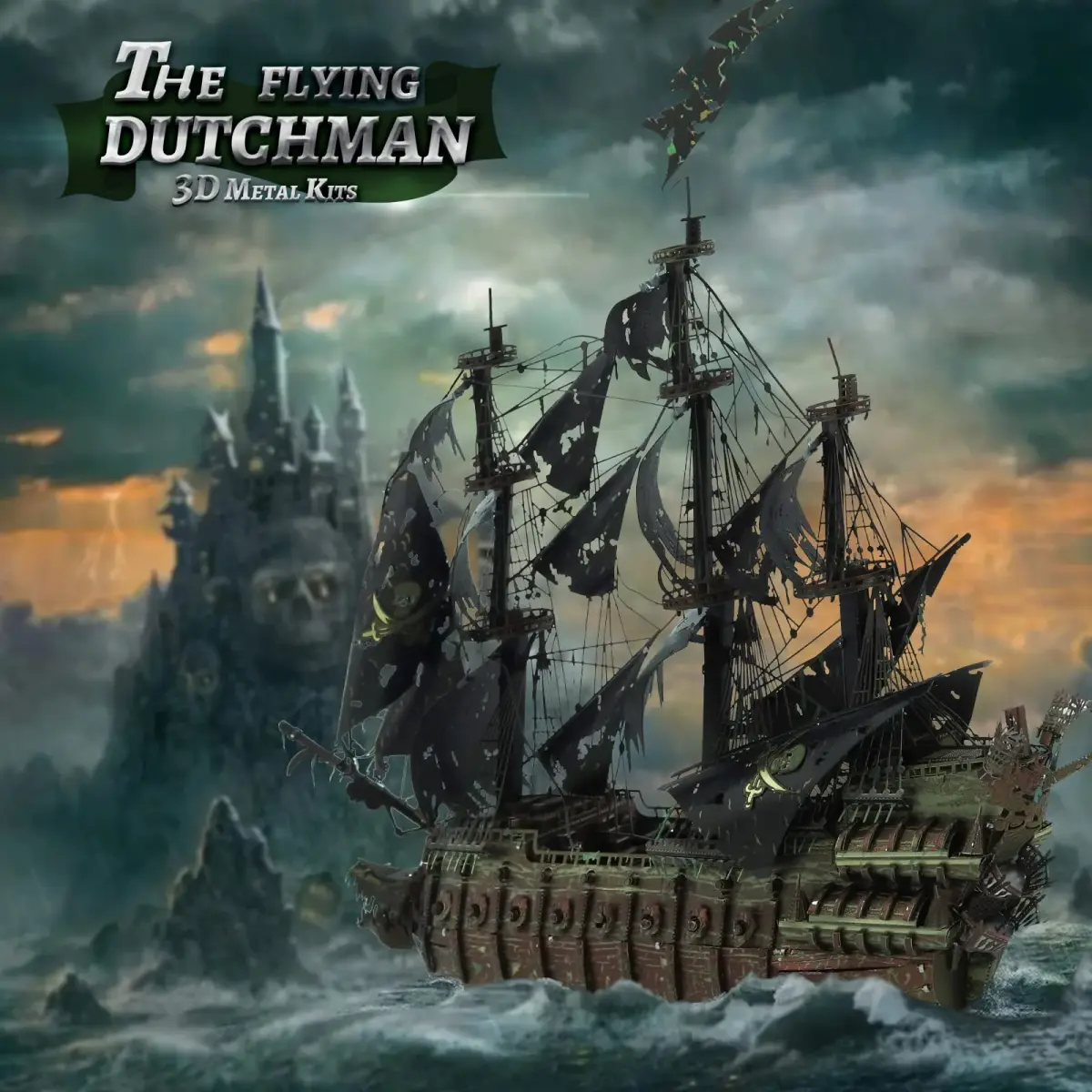 Piececool Flying Dutchman Pirate Ship 3D Metal Puzzle Model Kit 43.1cm (16.97in) | Challenging DIY Craft for Adults & Teens - view 6