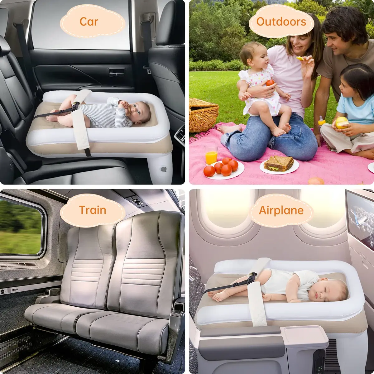 PAHTTO Inflatable Airplane Bed for Kids | Portable Toddler Travel Mattress with Hand Pump - view 7