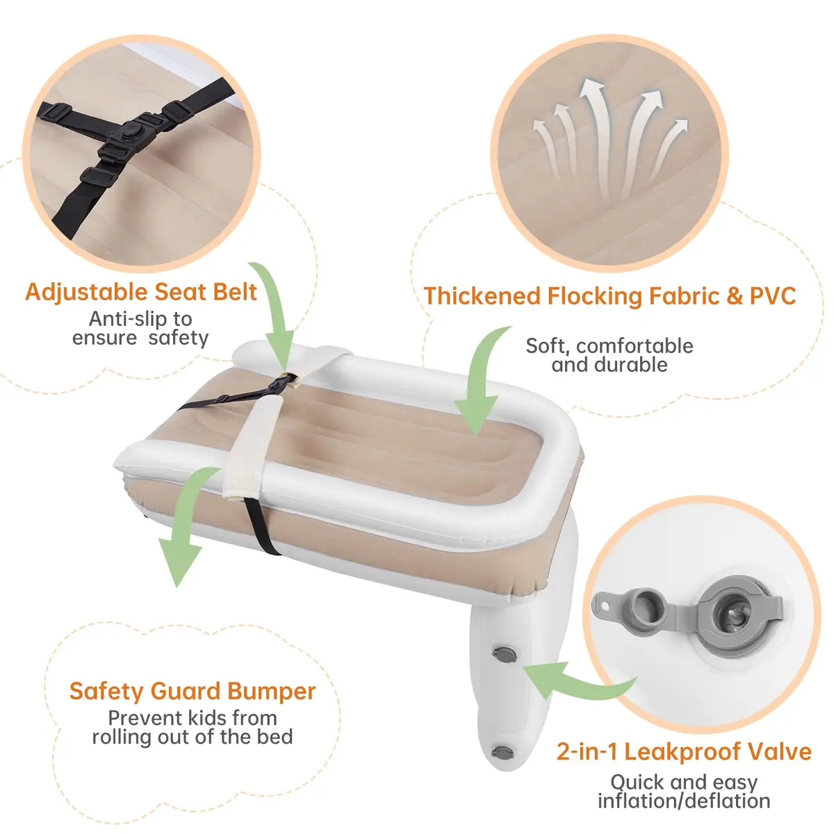 PAHTTO Inflatable Airplane Bed for Kids | Portable Toddler Travel Mattress with Hand Pump - view 2