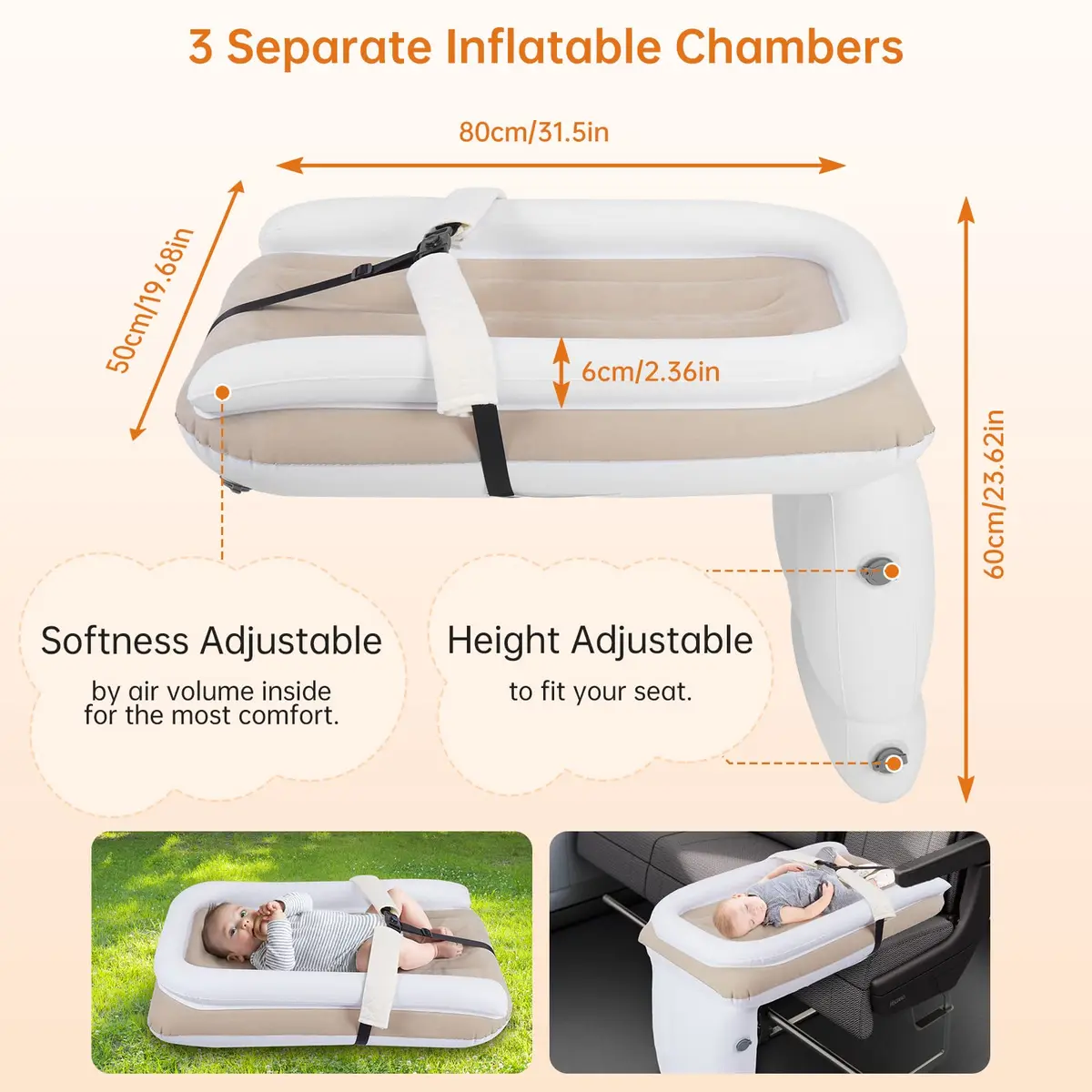 PAHTTO Inflatable Airplane Bed for Kids | Portable Toddler Travel Mattress with Hand Pump - view 3