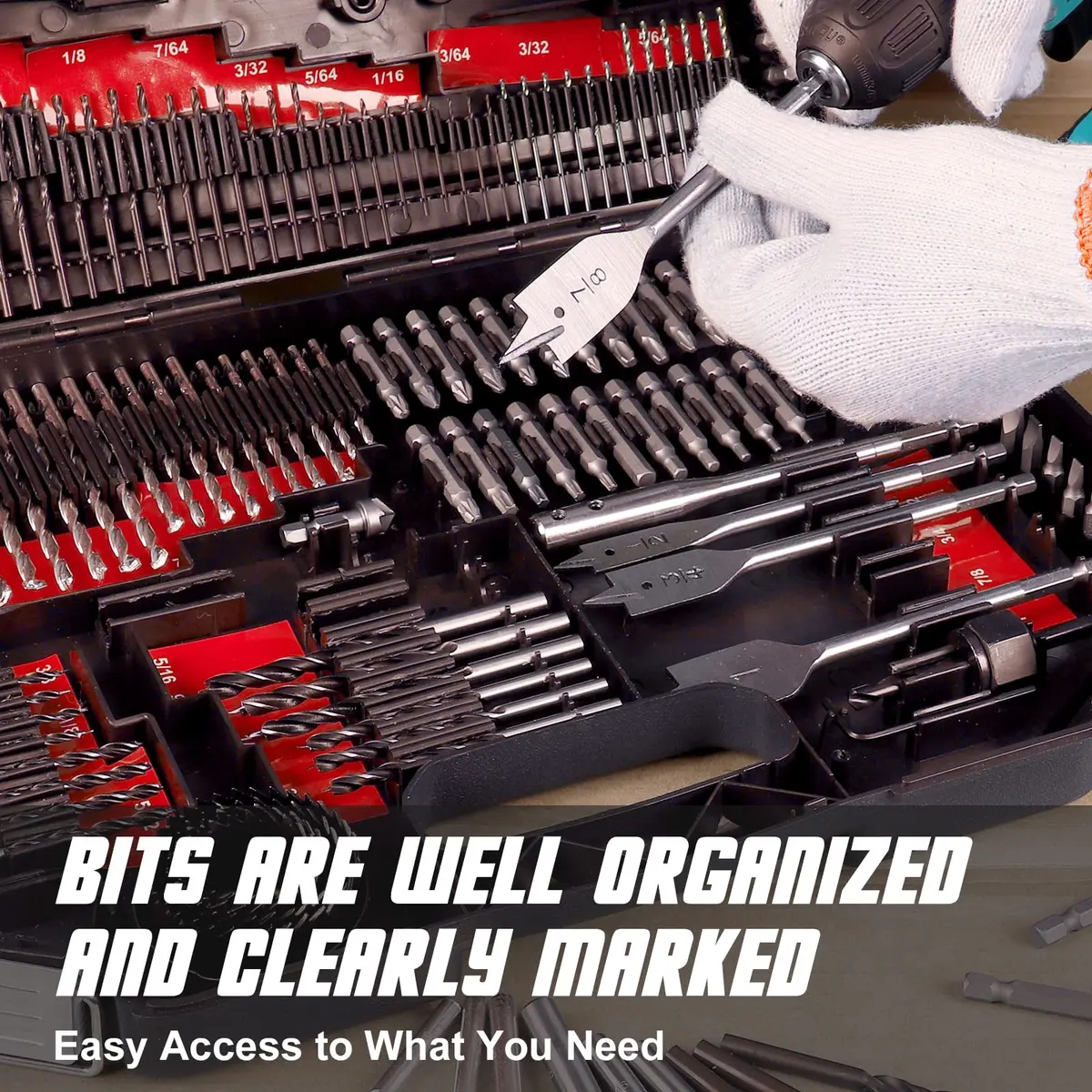 COMOWARE 246 Pcs Drill Bit Set with Case | Wood, Metal, Masonry, Cement & Screwdriver Bits - view 8