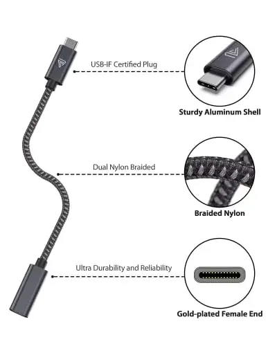 Faracent 1ft Grey USB C Extension Cable - 20Gbps, 240W Fast Charging, 4K@60Hz - view 2