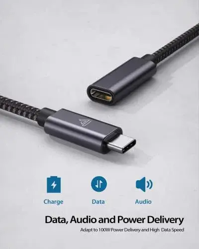 Faracent 1ft Grey USB C Extension Cable - 20Gbps, 240W Fast Charging, 4K@60Hz - view 3