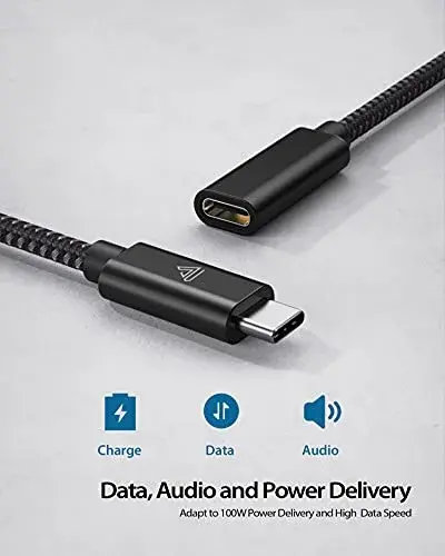 Faracent 1ft Black USB C Extension Cable - 20Gbps, 240W, 4K@60Hz, USB 3.2 - view 3