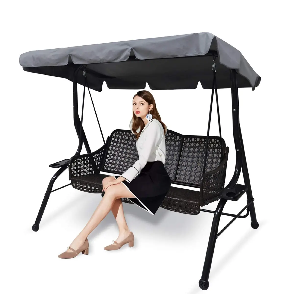 Hagsfire Grey Swing Canopy Replacement for 2 Seater Swings, 164cm (64.5") L x 114cm (44.8") W | Waterproof & UV-Resistant - main product image
