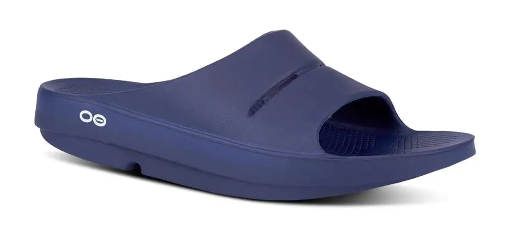 OOFOS Unisex OOahh Sport Recovery Slide Sandals Navy Blue 25cm (9.8in) | Post-Run Comfort - main product image