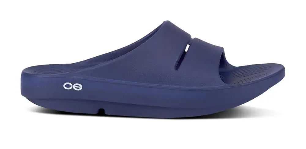 OOFOS Unisex OOahh Sport Recovery Slide Sandals Navy Blue 25cm (9.8in) | Post-Run Comfort - view 2