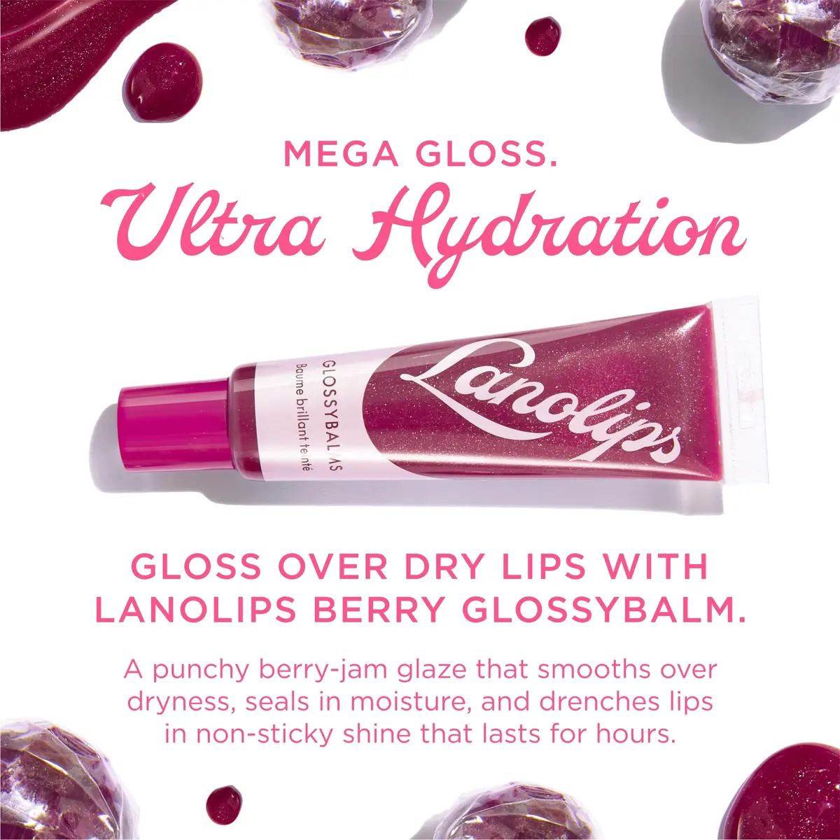 Lanolips Glossybalm Berry 12.5g | Ultra Hydrating Tinted Lip Gloss for Dry, Chapped Lips - view 2