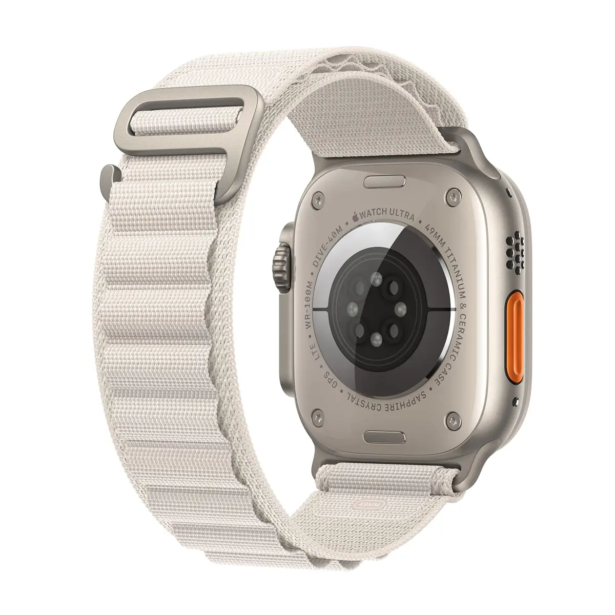 Apple Watch Ultra [GPS + Cellular 49mm] Titanium Case with Starlight Alpine Loop, Large | 100m Water Resistance - view 3