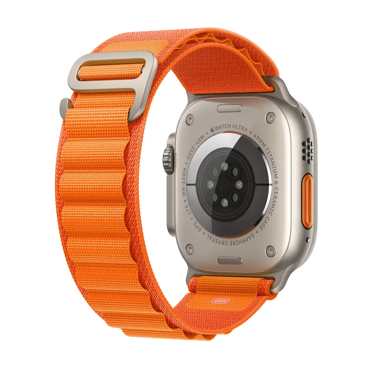 Apple Watch Ultra [GPS + Cellular 49mm] Titanium Case with Orange Alpine Loop, Small | Rugged Adventure Smartwatch - view 3