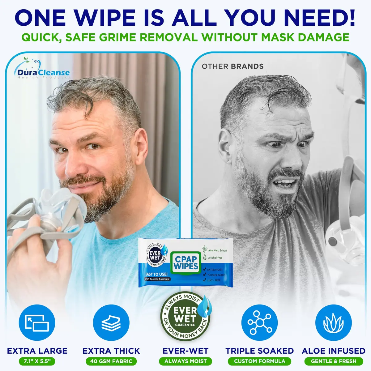 Dura Cleanse CPAP Wipes XL & Moist Unscented CPAP Cleaner 312 Count | Gentle & Effective CPAP Mask Cleaning - view 4