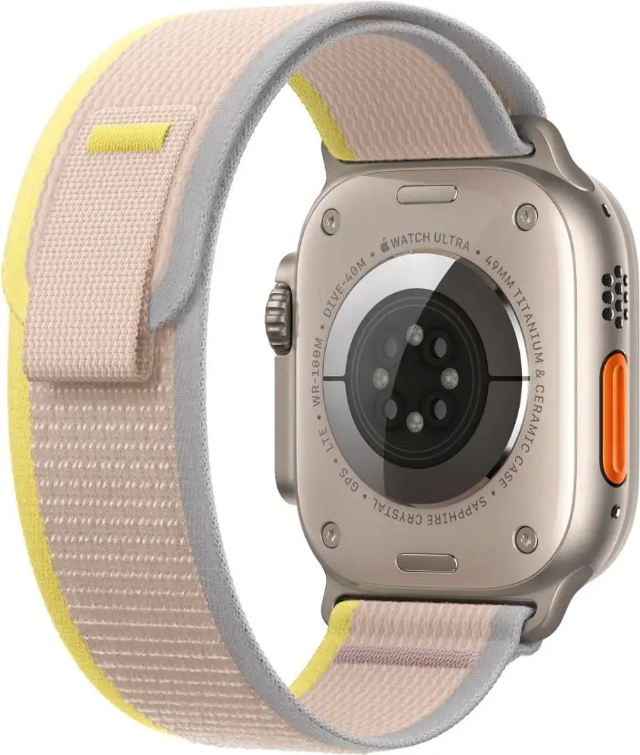 Apple Watch Ultra [GPS + Cellular 49mm] Titanium Case with Yellow/Beige Trail Loop, S/M | USA Import - view 3