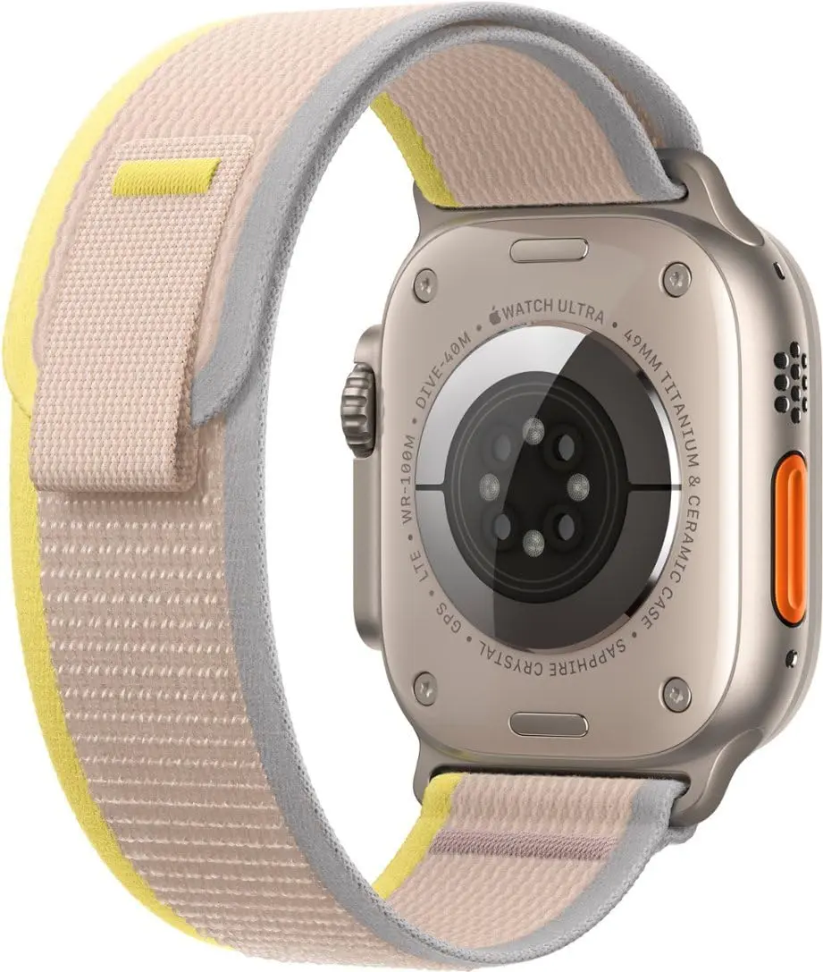 Apple Watch Ultra [GPS + Cellular 49mm] Titanium Case with Yellow/Beige Trail Loop S/M (Renewed) | Rugged Smartwatch with 100m Water Resistance - view 3
