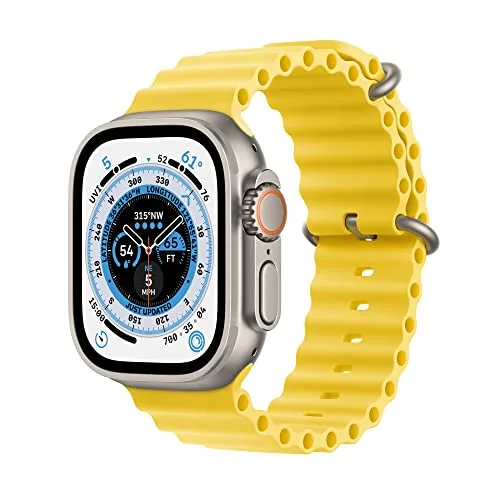 Apple Watch Ultra [GPS + Cellular 49mm] Titanium Case Yellow Ocean Band, One Size | Renewed Smartwatch with 36-Hour Battery - main product image