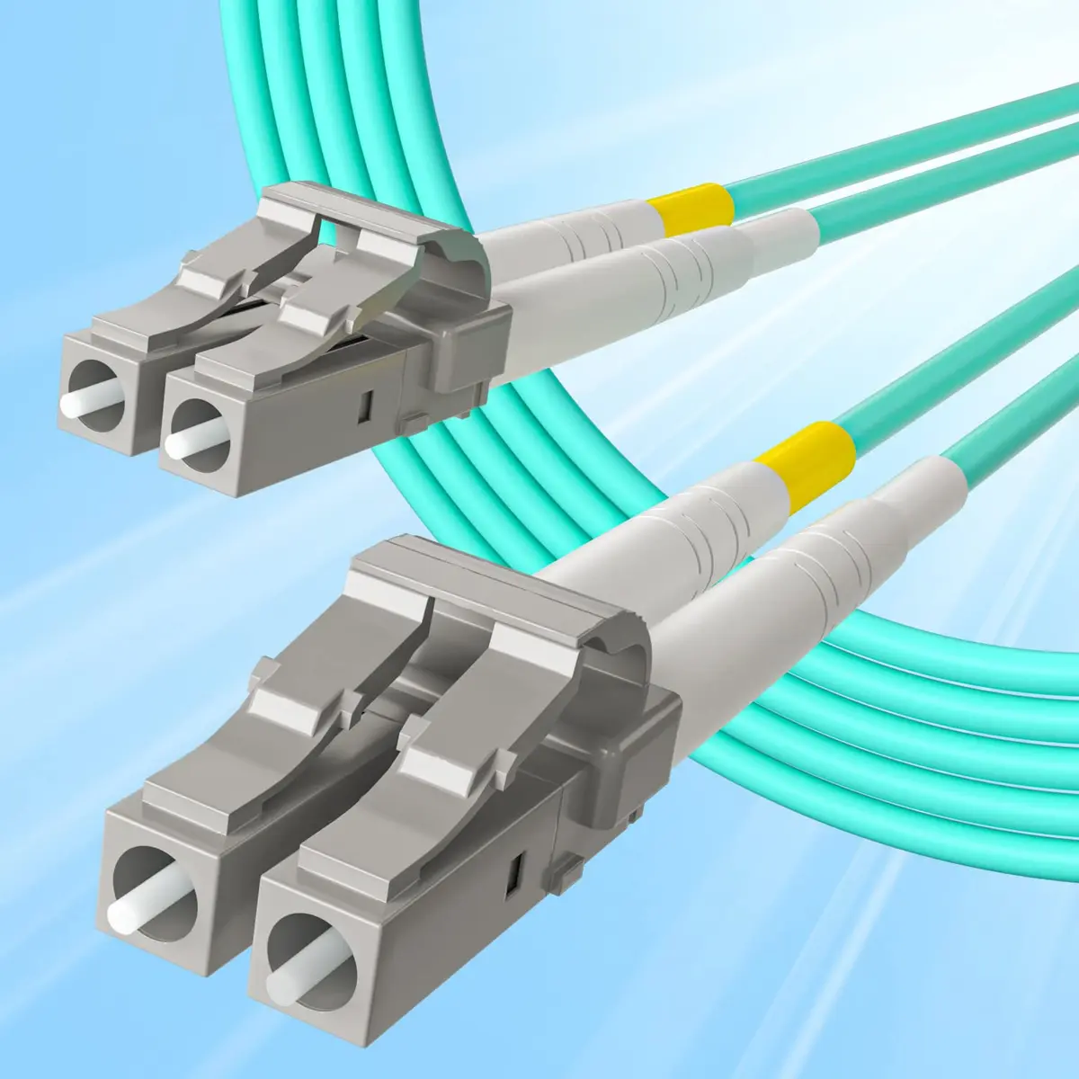 10Gtek OM4-LC-LC-D Fiber Patch Cable 3m | 10Gbps Multimode Aqua LSZH Cable - main product image
