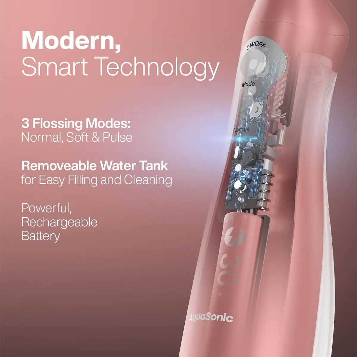 AquaSonic Water Flosser Cordless Rechargeable Oral Irrigator with 5 Jet Tips & Travel Bag | Waterproof Deep Cleaning for Teeth & Gums - view 2