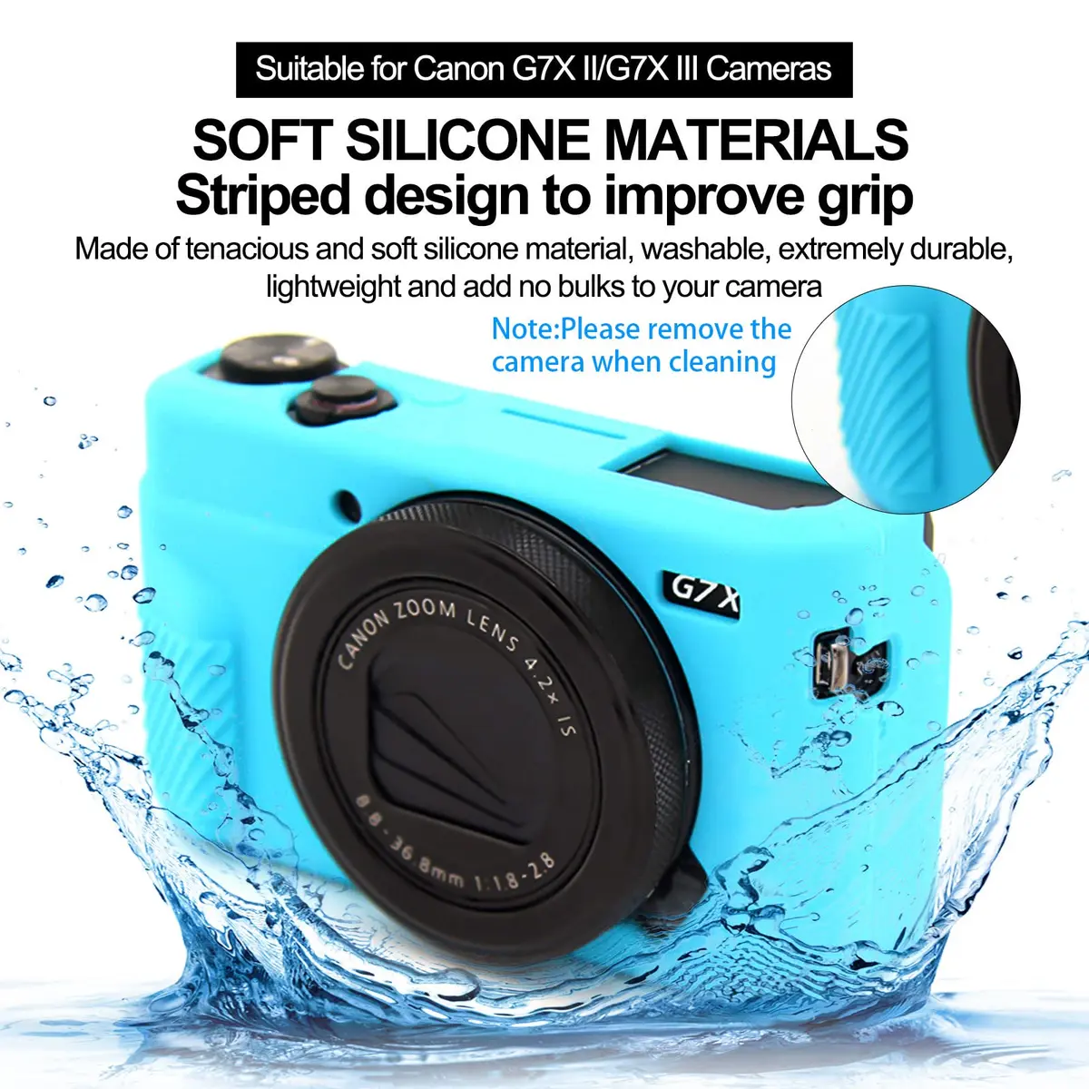 Easy Hood Blue Silicone Camera Case for Canon PowerShot G7X Mark II | Protective Cover - view 2