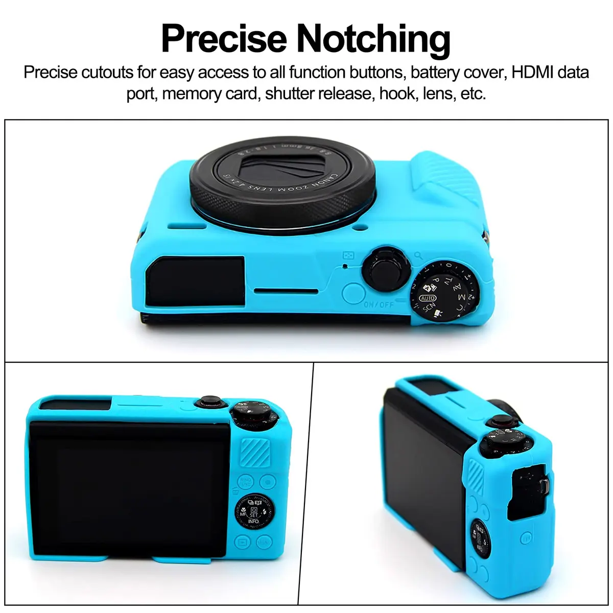 Easy Hood Blue Silicone Camera Case for Canon PowerShot G7X Mark II | Protective Cover - view 4