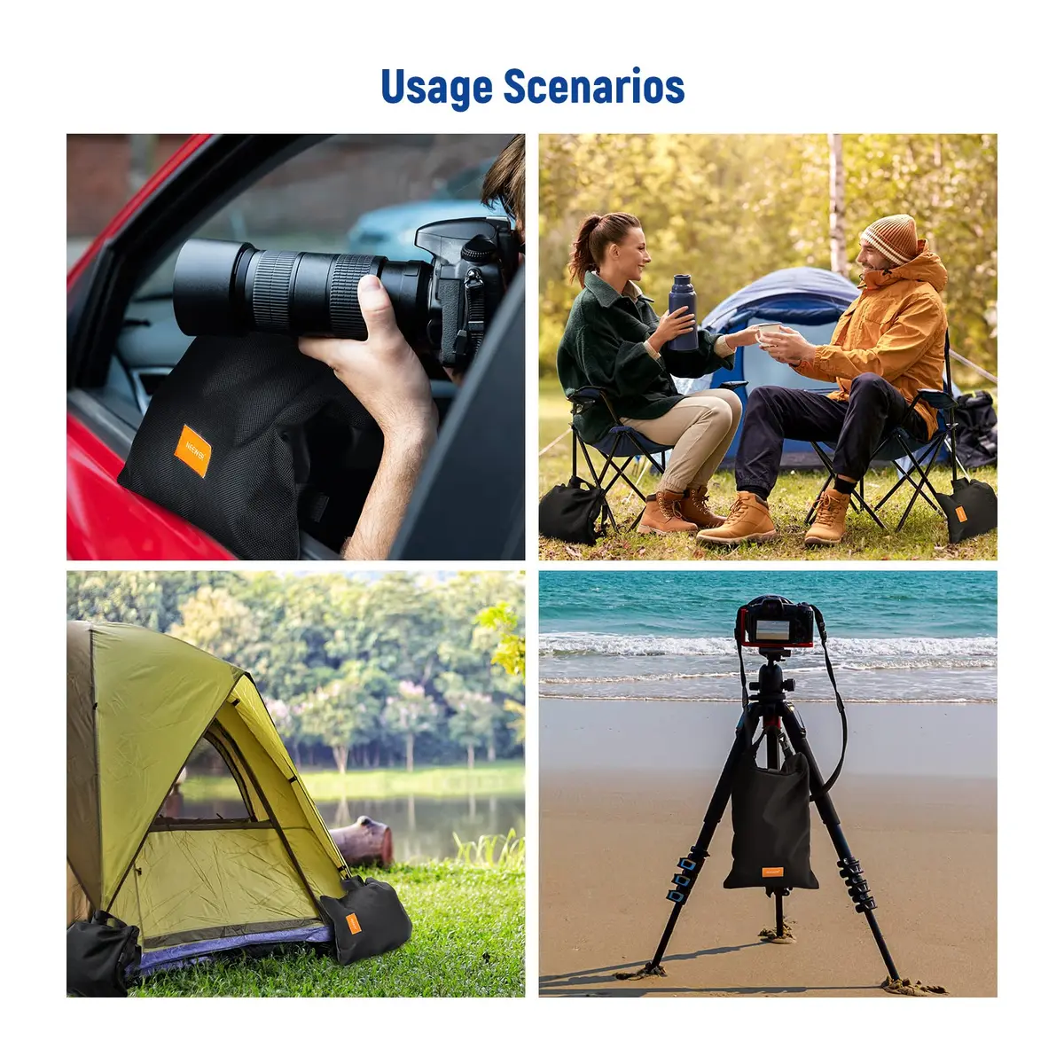 NEEWER Sandbag for Photography 15.5"x9.4" Foldable Handheld Storage Bag with Shoulder Strap Heavy Duty Polyester Support & Stabilizer - view 6