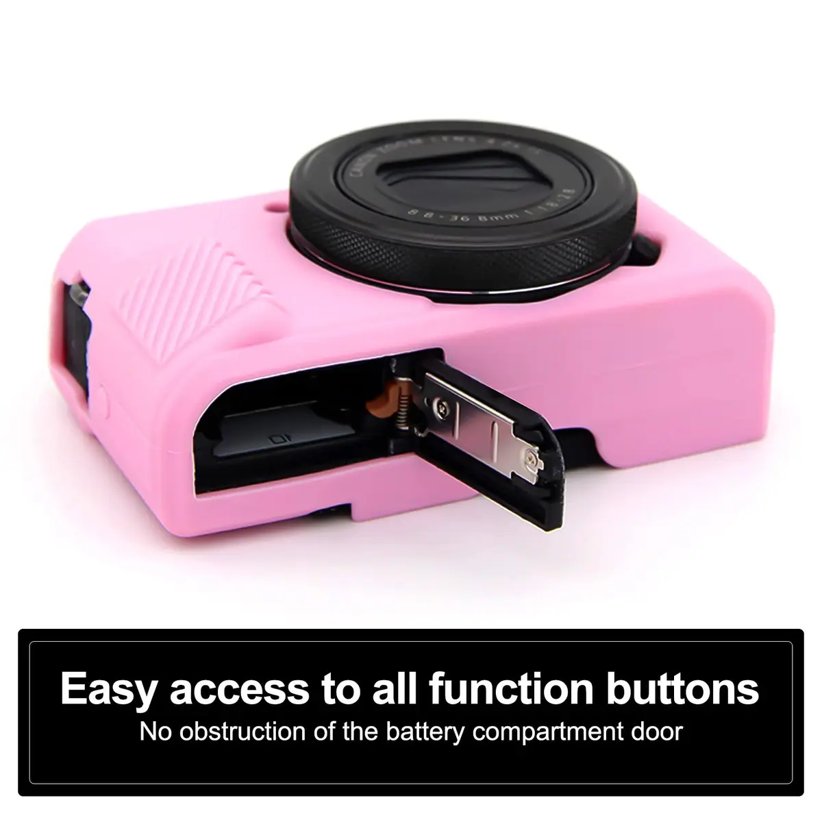 Easy Hood Silicone Camera Case for Canon PowerShot G7X II - Pink | Protective Cover with Precise Cutouts - view 4