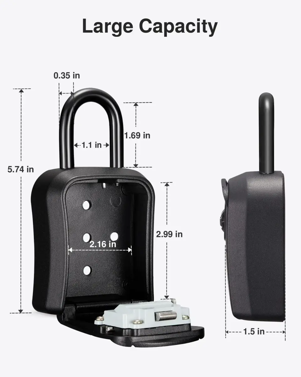Puroma Outdoor Key Lock Box 4-Digit Combination Lockbox with Shackle | Weatherproof Aluminum Alloy - view 6