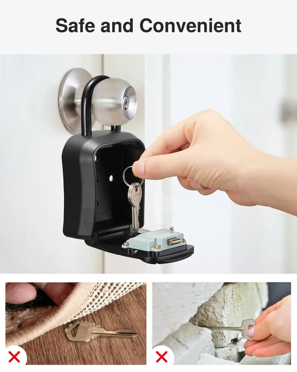 Puroma Outdoor Key Lock Box 4-Digit Combination Lockbox with Shackle | Weatherproof Aluminum Alloy - view 7