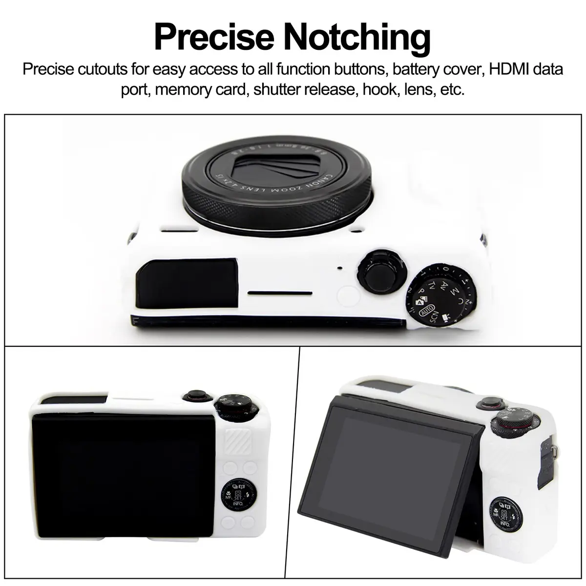 Easy Hood White Silicone Camera Case for Canon Powershot G7X Mark II | Protective Cover - view 5