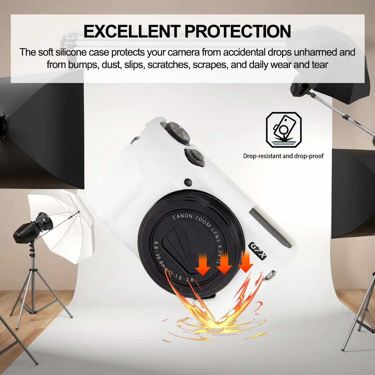 Easy Hood White Silicone Camera Case for Canon Powershot G7X Mark II | Protective Cover - view 2