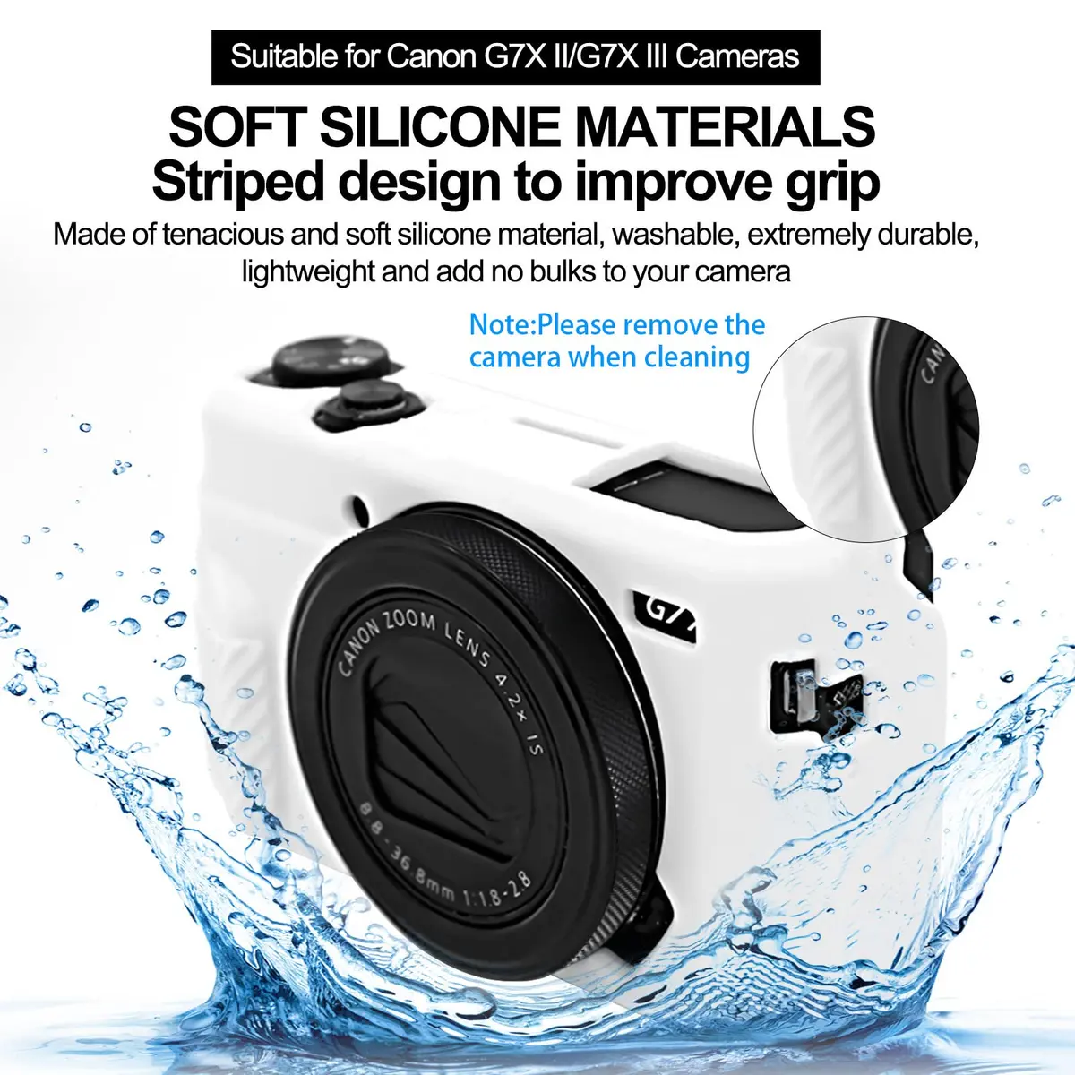 Easy Hood White Silicone Camera Case for Canon Powershot G7X Mark II | Protective Cover - view 3