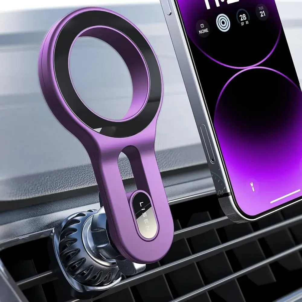 LISEN MagSafe Car Mount, Magnetic Phone Holder for Car Vent with 22 Upgraded Magnets | Purple - main product image