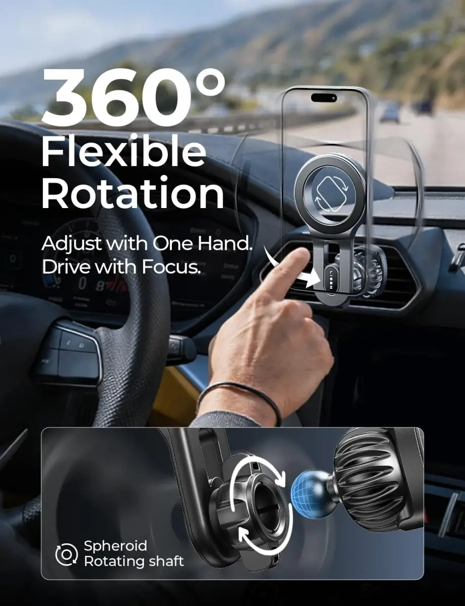 LISEN MagSafe Car Mount, Magnetic Phone Holder for Car Vent with 22 Upgraded Magnets | Purple - view 6