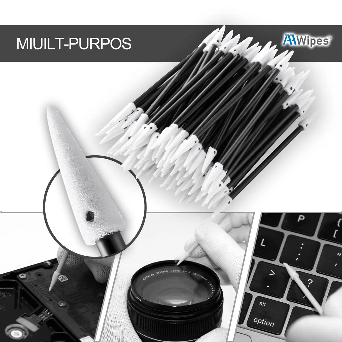 AAwipes Double-Tipped Foam Swabs 2.9" | Micro & Precision Cleaning (70-120 chars) - view 3