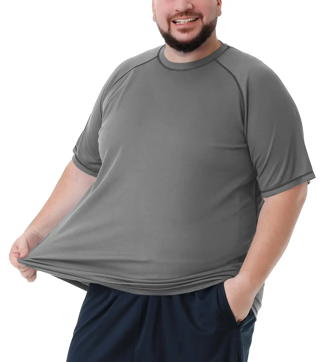 Idtswch Men's Big & Tall UPF 50+ Rash Guard Swim Shirt Gray 3XL (156 g) | Quick Dry Sun Protection - main product image