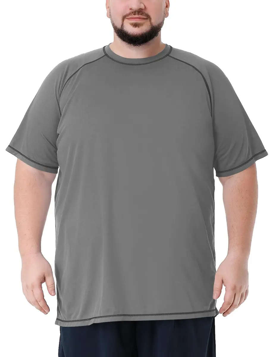 Idtswch Men's Big & Tall UPF 50+ Rash Guard Swim Shirt Gray 3XL (156 g) | Quick Dry Sun Protection - view 2